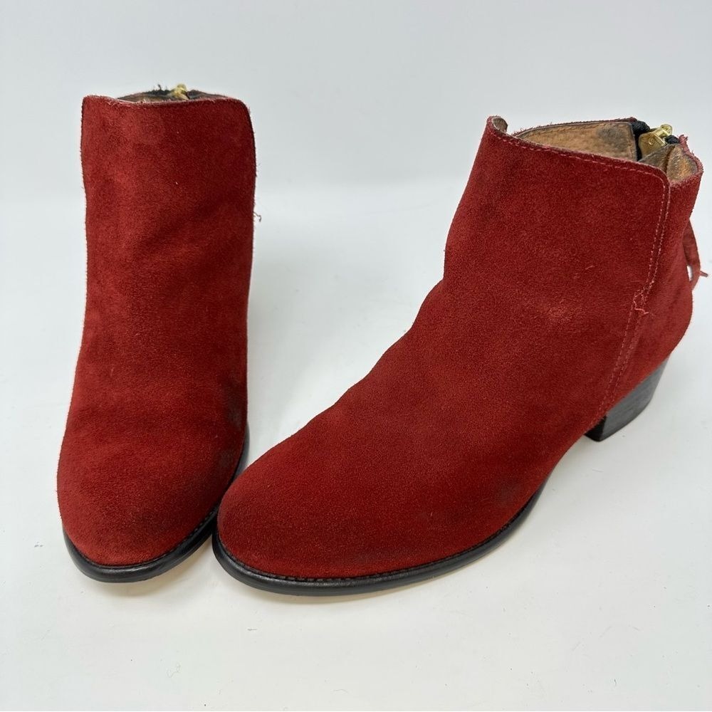 Revolve‎ CHIO Suede Leather Zip Booties Red Size 39